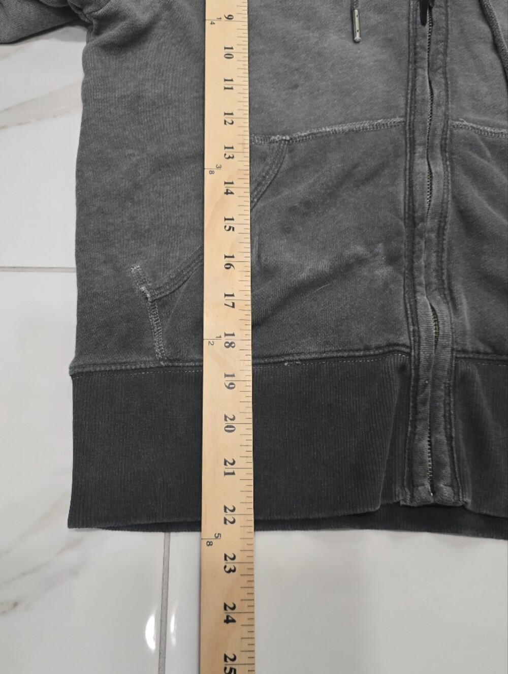 Poshmark: Washed Gray Zip Hoodie Eagle Moto Biker Y2K Grunge Sz M - Picture 10 of 12